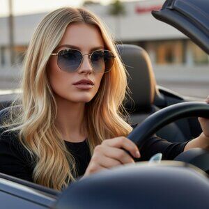 NEW VISIONARY Aviator Iconic Glam Trendy Designer Style Sunglasses BLUE Gold